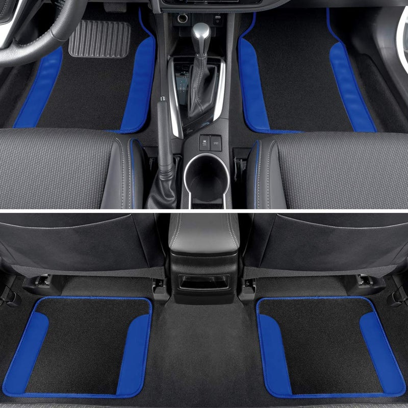 BDK carXS Forza Series Blue Seat Covers Full Set Combo with Car Floor Mats â€“ Front and Rear Bench Cover & Protector Set, Interior Covers for Auto Truck Van SUV - Image 4